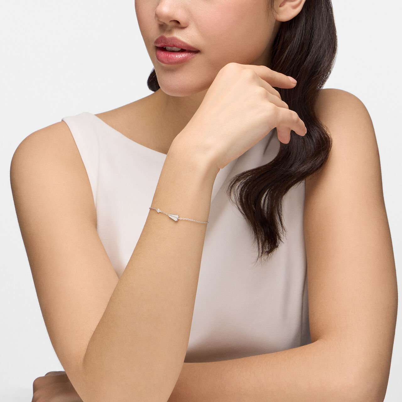Birks Beekeeper Sterling Silver and Diamond Bracelet on model image number 1
