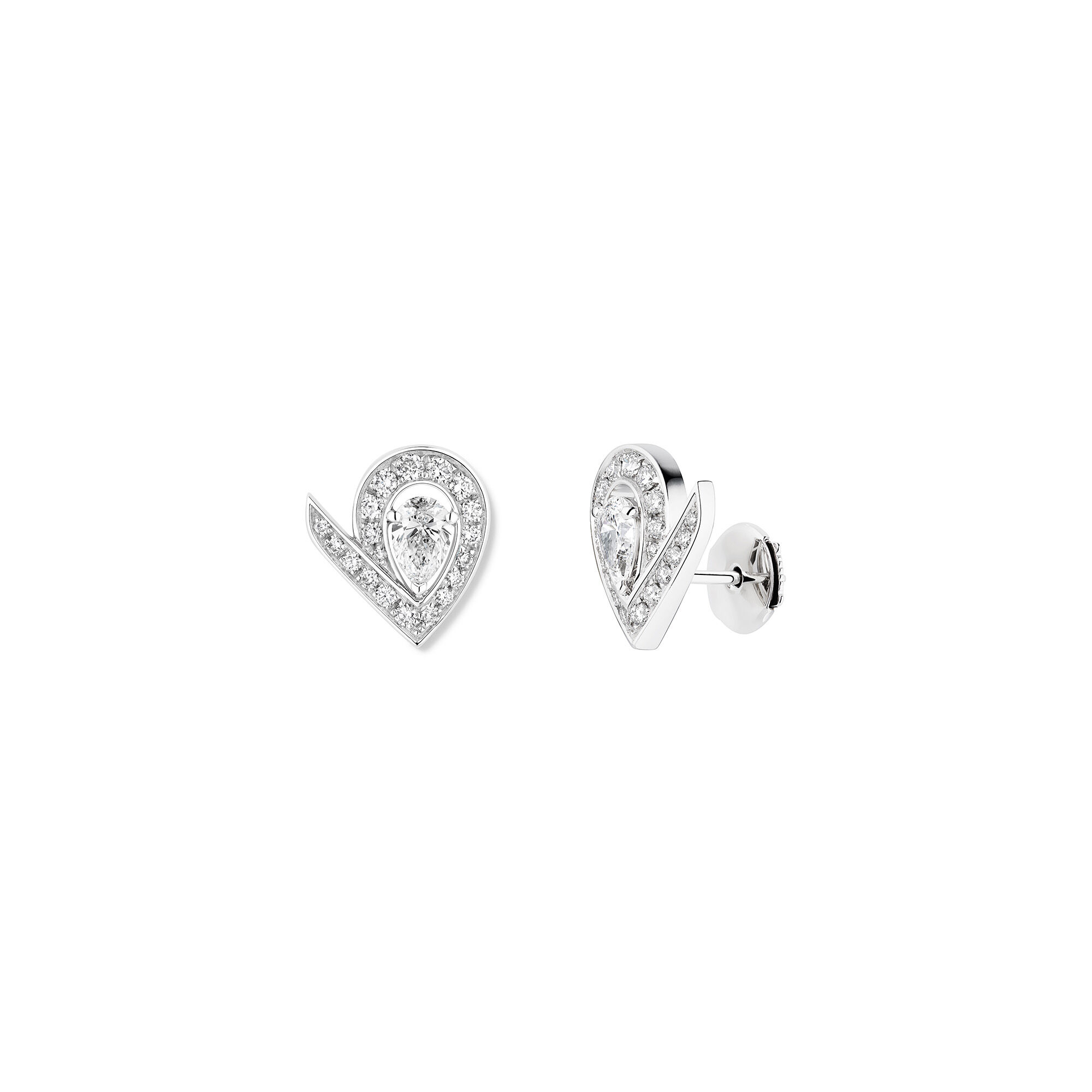 Josephine Aigrette White Gold and Diamond Pavé Stud Earrings