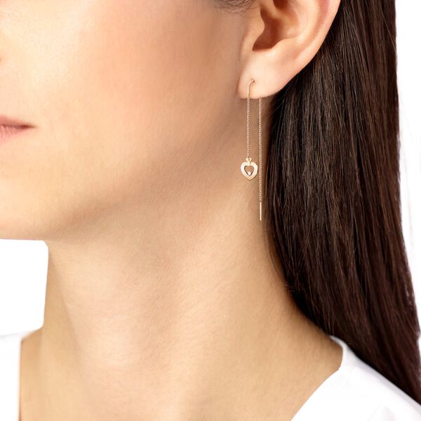Pretty Woman Extra Small Rose Gold and Diamond Heart Single Drop Earring