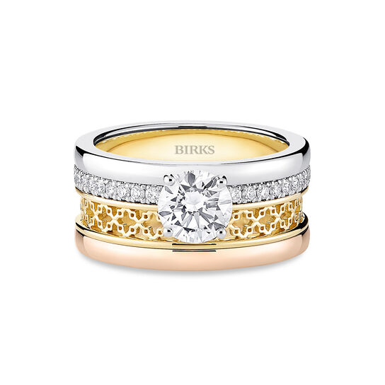 Birks Dare to Dream Tri-Gold Solitaire Diamond Engagement Ring image number 0