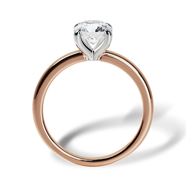 Bague de fiançailles à diamant solitaire rond en or rose