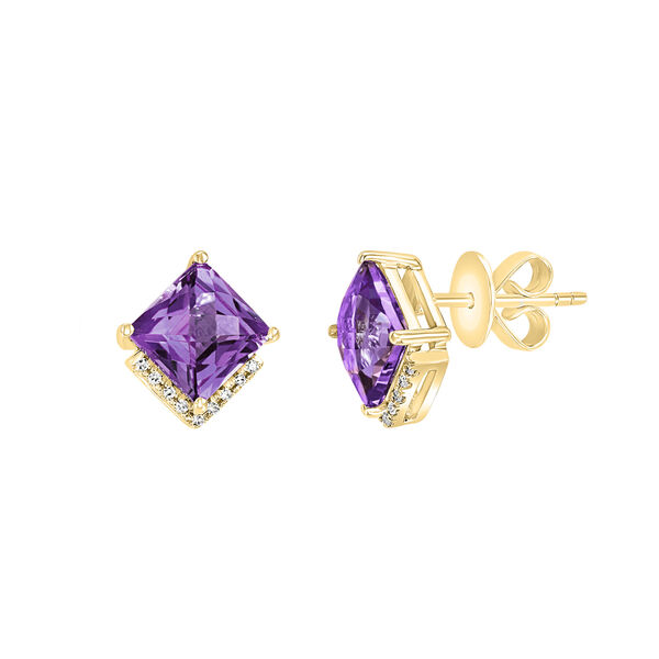Amethyst and Diamond Stud Earrings
