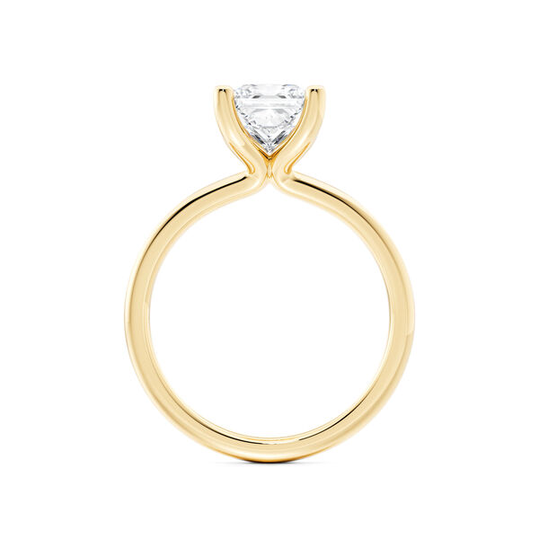 Bague de fian&ccedil;ailles en or jaune avec diamant solitaire taille princesse