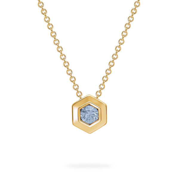 Yellow Gold Birthstone Pendant, Aquamarine