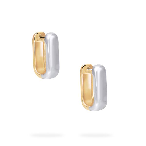 Yellow and White Gold U-Shape Huggies, 16MM