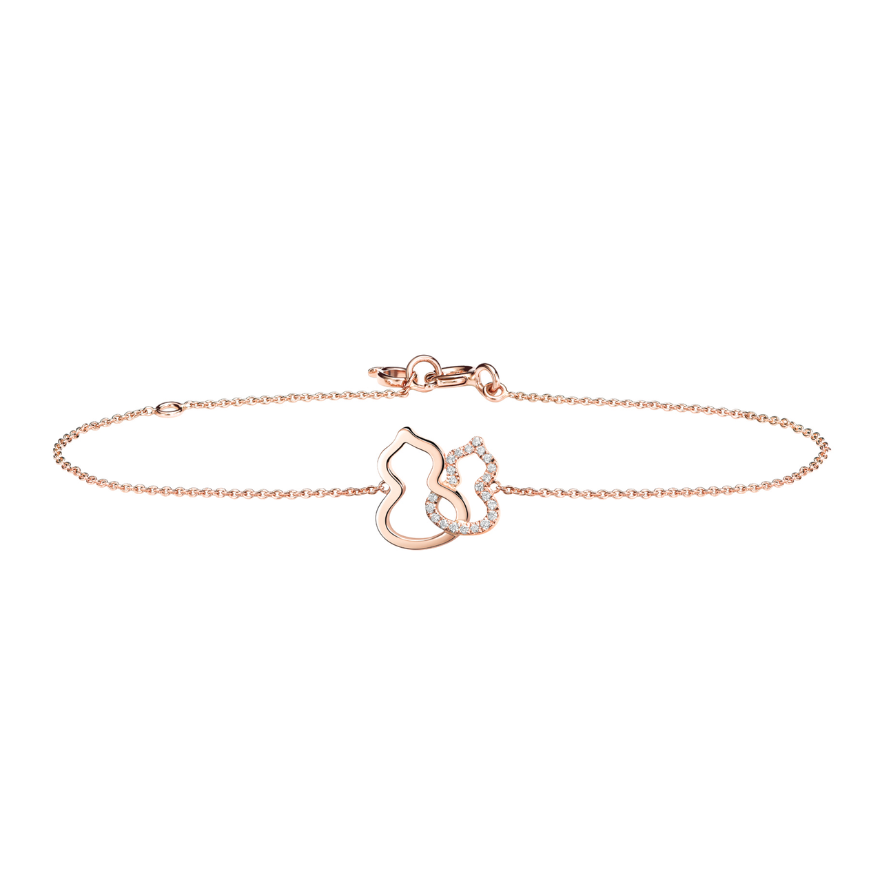 Qeelin Petite Double Wulu Rose Gold Bracelet with Diamonds WUBR0012ARGD2 Front image number 0