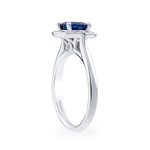 Heirloom Round Solitaire Sapphire Engagement Ring with Halo