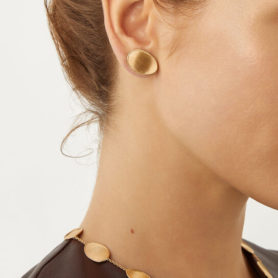 Lunaria Small Yellow Gold Stud Earrings image number 1