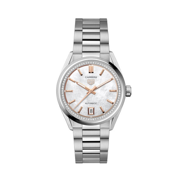 Carrera 36mm automatique en acier inoxydable et diamants