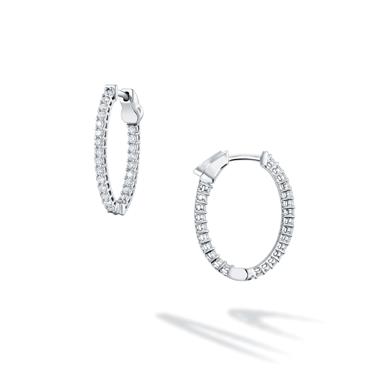 bijoux birks essentials medium white gold and diamond paved hoop earrings image number 0