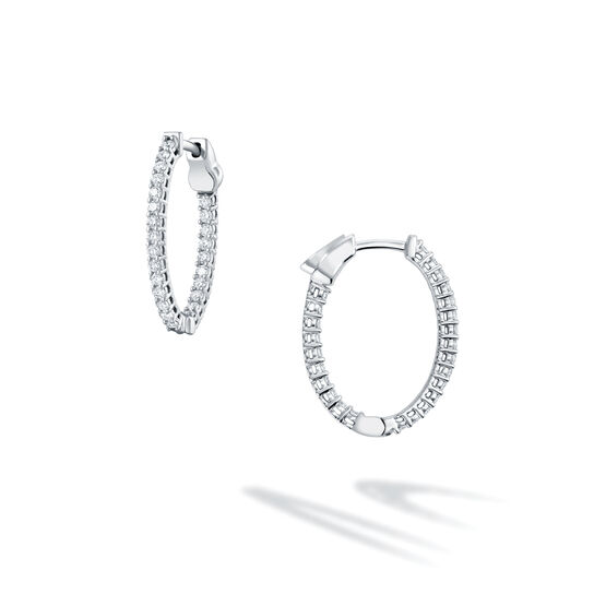 bijoux birks essentials medium white gold and diamond paved hoop earrings image number 0