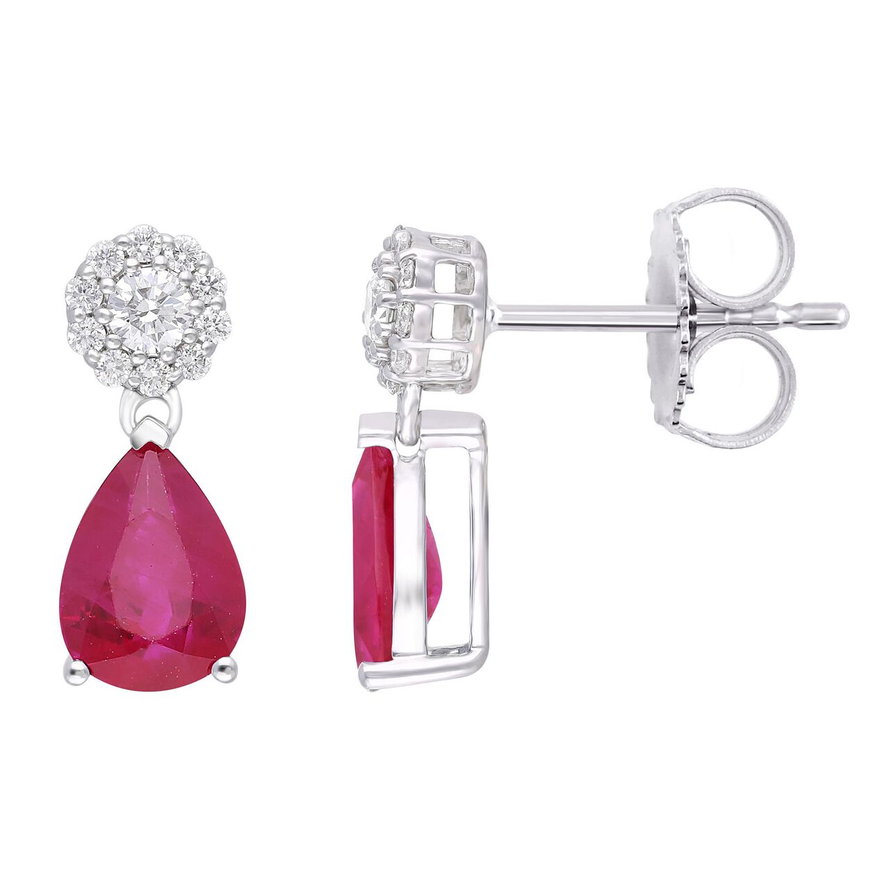 Ruby and Diamond Teardrop Earrings  image number 2
