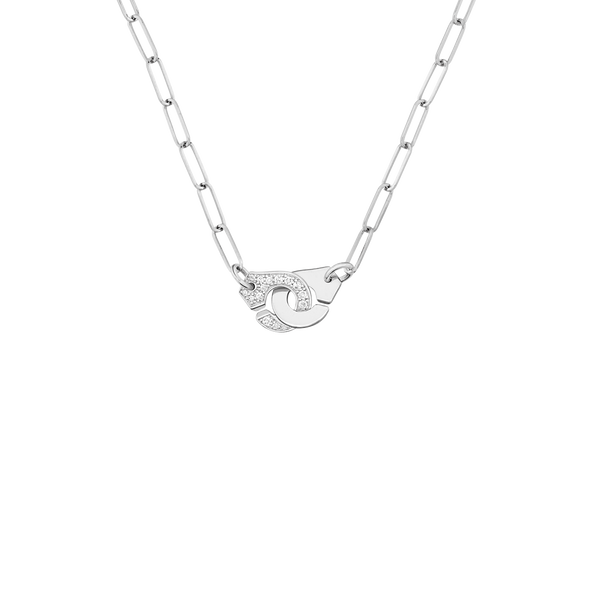 Collier Menottes R10 en or blanc avec pavé de diamants