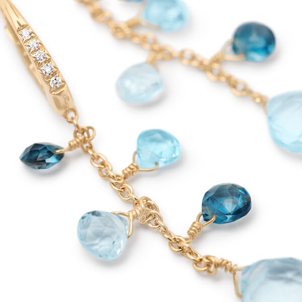 Boucles d'oreilles pendentives Paradise en or jaune avec topazes bleues et diamants