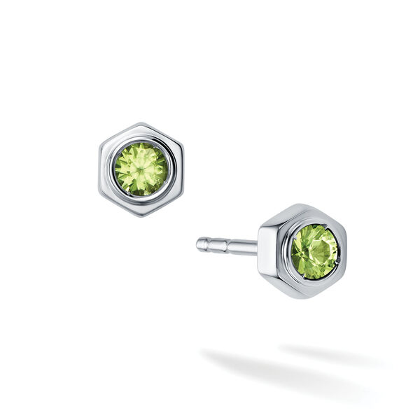Peridot and Silver Stud Earrings