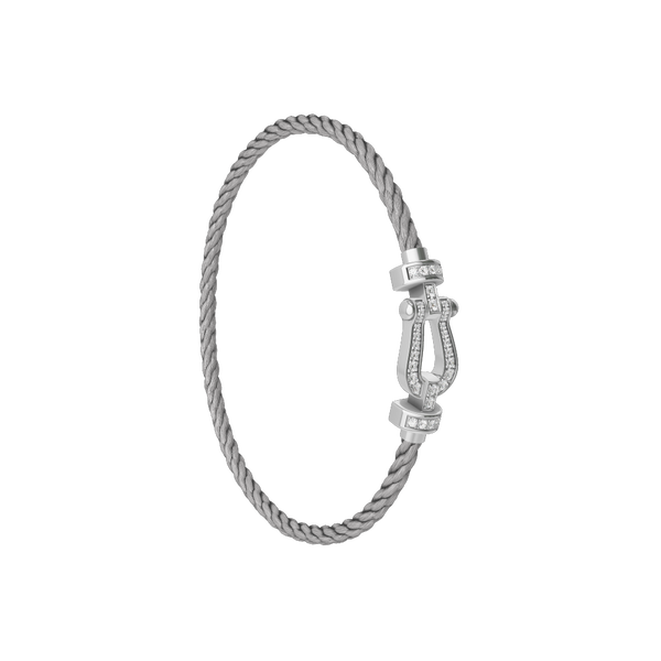 Force 10 Medium White Gold and Diamond Pav&eacute; Cable Bracelet