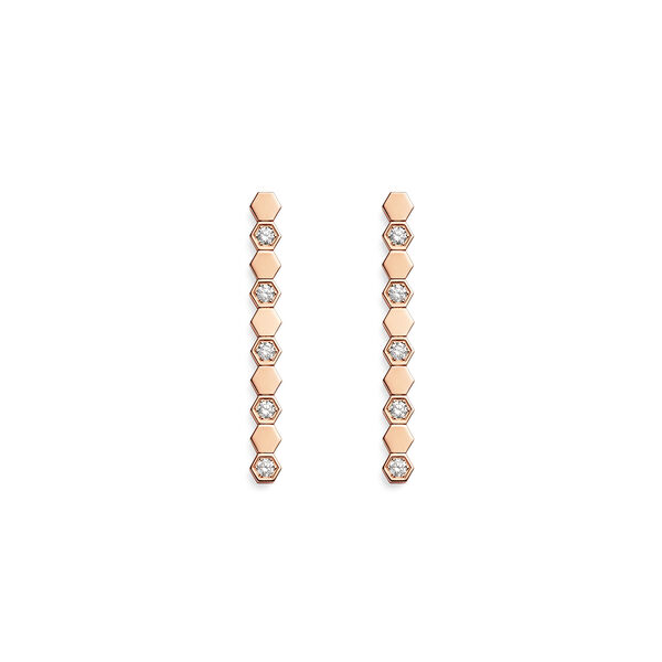 Bee My Love Rose Gold Diamond Half Pavé Drop Earrings