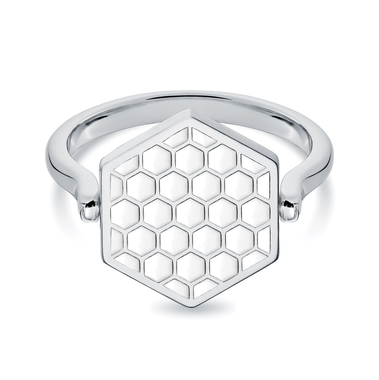 Bijoux Birks Bee Chic  Hexagonal White Enamel Reversible Sterling Silver Ring image number 0