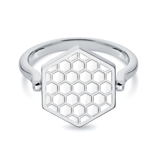 Bijoux Birks Bee Chic  Hexagonal White Enamel Reversible Sterling Silver Ring image number 0