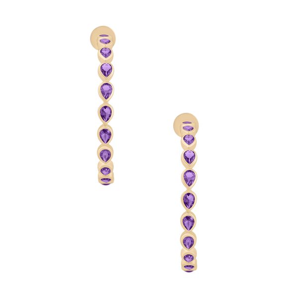 Amethyst Pear Shape Hoop Earrings