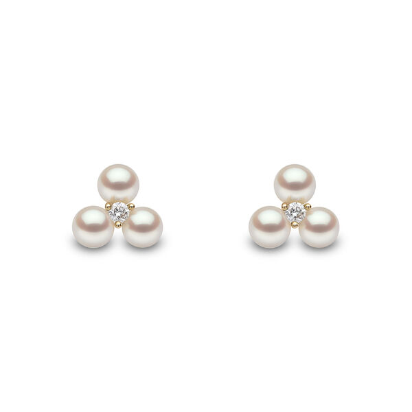 Boucles d'oreilles Sleek en or jaune avec perles et diamants