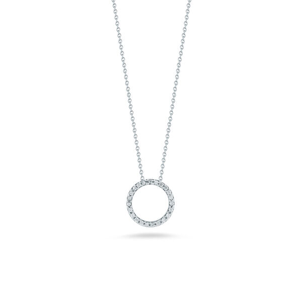 Tiny Treasures Circle of Life 12MM White Gold Diamond Circle Necklace
