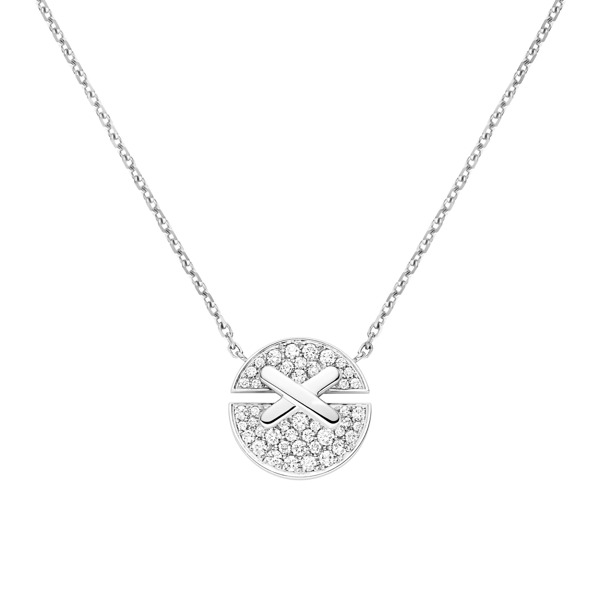Jeux De Liens Harmony Small White Gold and Diamond Pavé Pendant