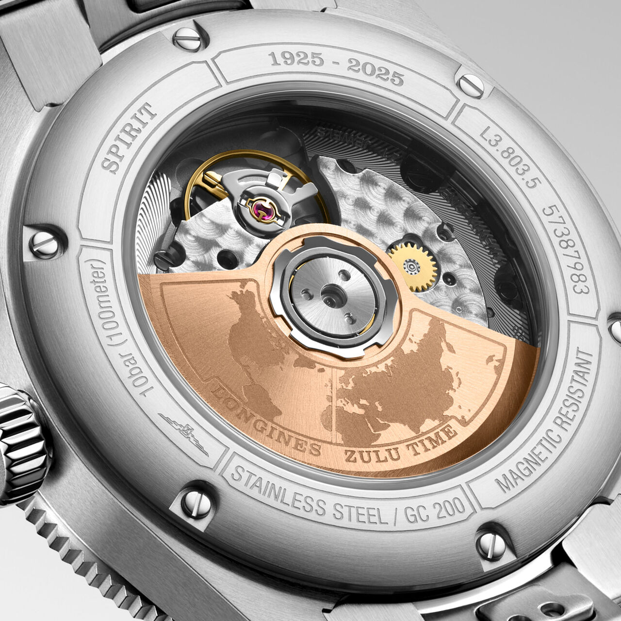 Longines Spirit Zulu Time 1925 Automatic GMT 39 mm Rose Gold and Stainless Steel L3.803.5.53.6  image number 5