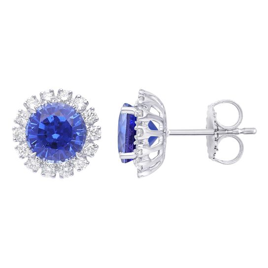 maison birks salon sapphire diamond bezel stud earrings sg13107e 8s front side image number 1