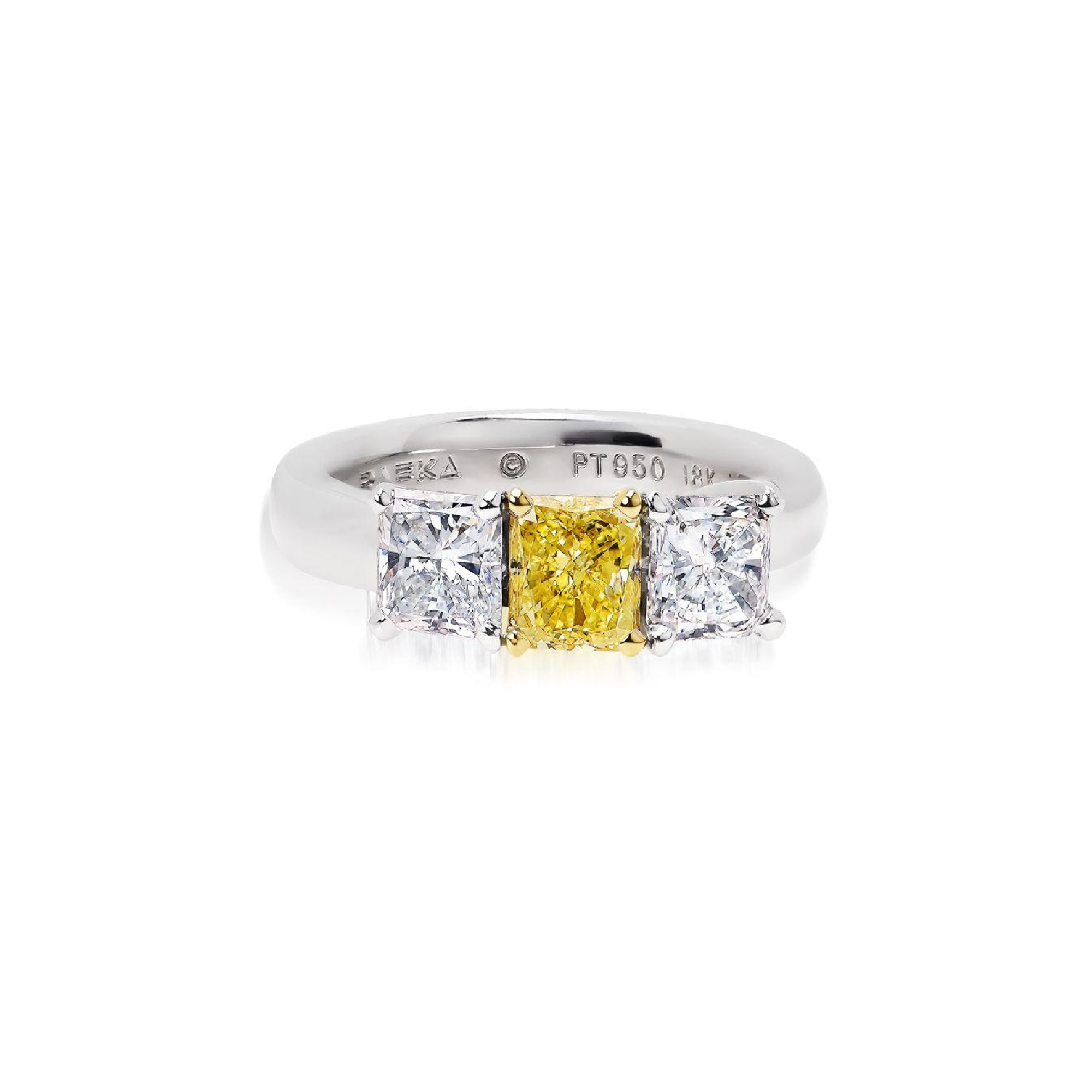 Three-Stone Yellow and White Diamond Ring