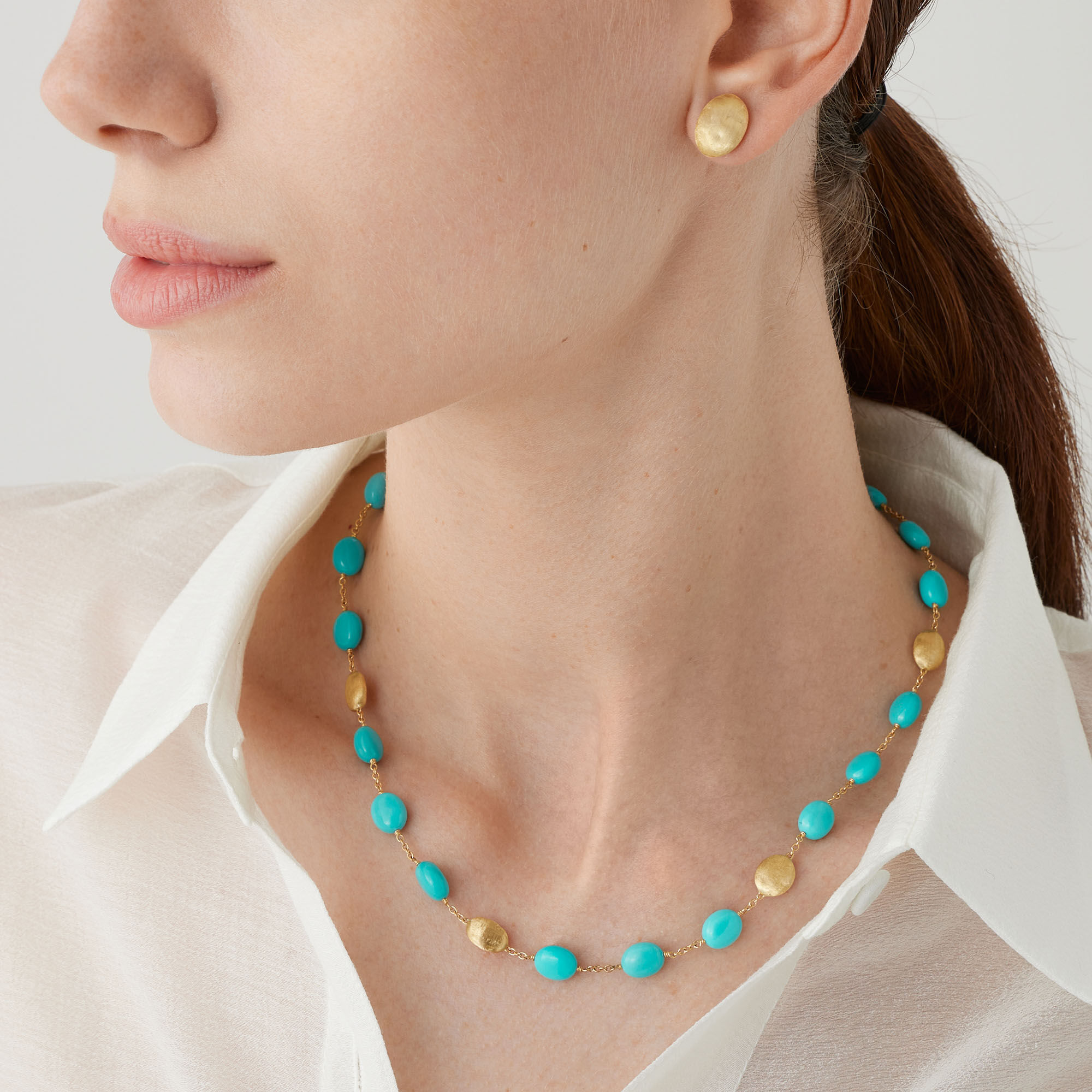 Siviglia Yellow Gold and Turquoise Necklace