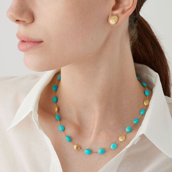 Siviglia Yellow Gold and Turquoise Necklace