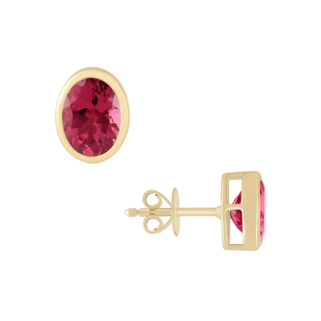 Pink Tourmaline Bezel Set Studs image number 0