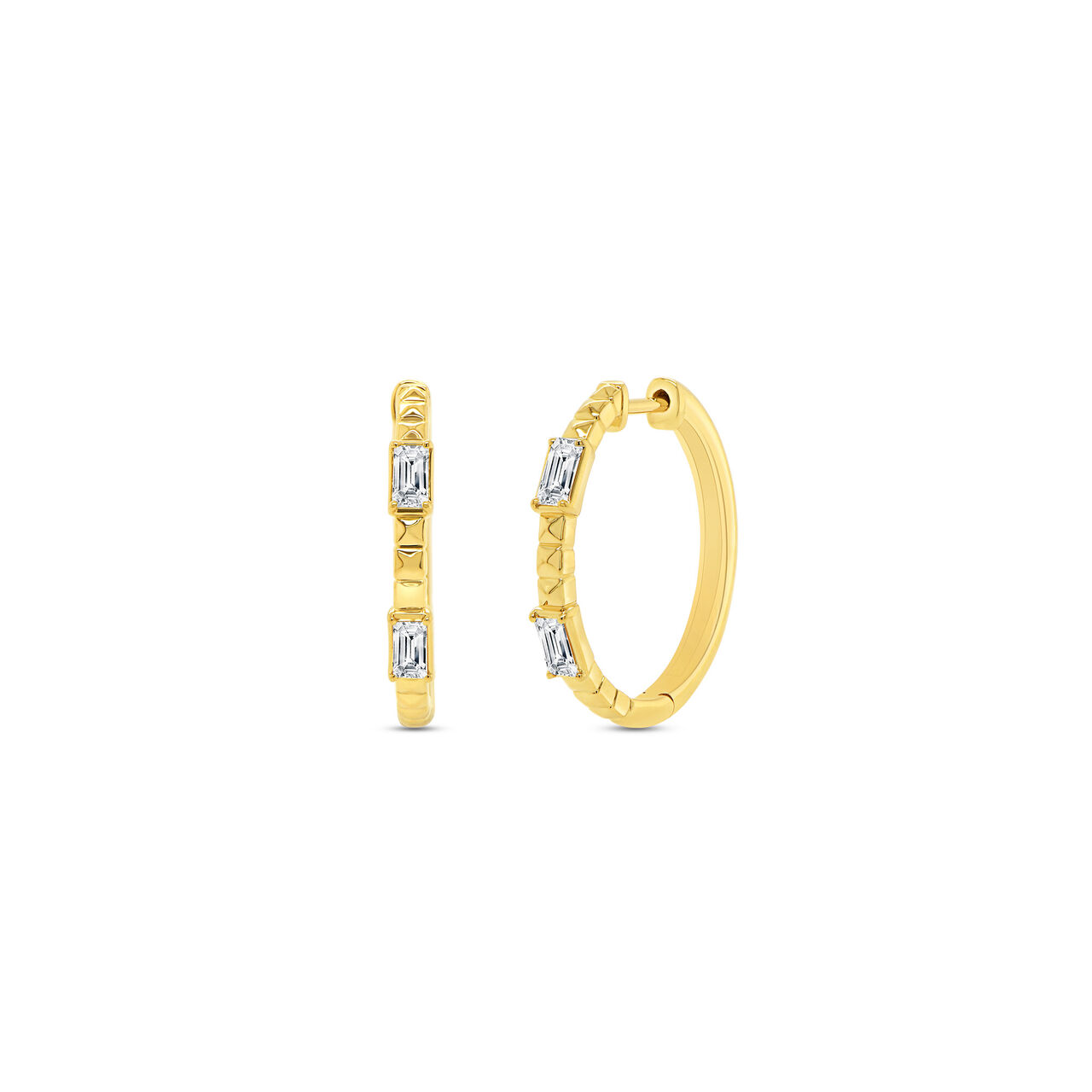 Uneek Alexandria Yellow Gold and Diamond Hoop Earrings image number 0
