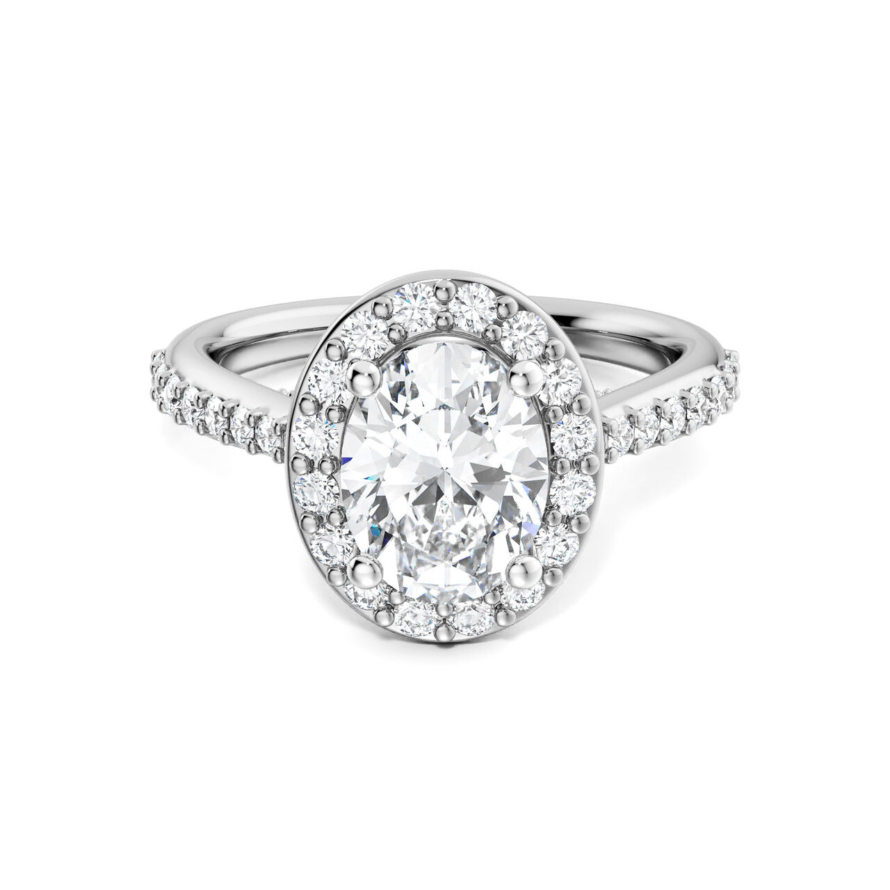Birks 1879 Oval Cut Diamond Engagement Ring With Single Halo and Diamond Band image number 0