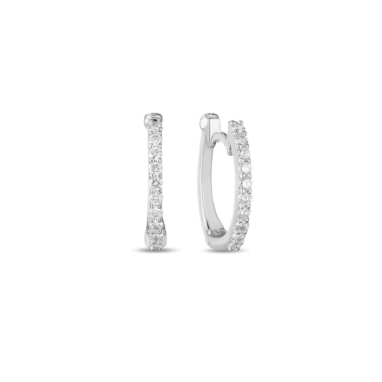Roberto Coin Perfect Diamond Hoop White Gold and Diamond Huggie Earrings 000466AWERX0 image number 0