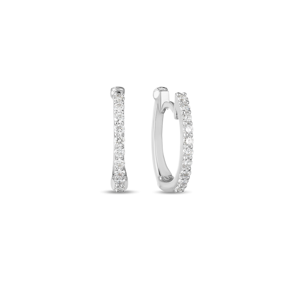 Boucles d'oreilles mini anneaux Perfect Diamond Hoop en or blanc avec diamants