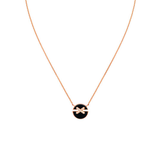 maison birks chaumet jeux de liens harmony small rose gold onyx diamond necklace 084426 image number 0