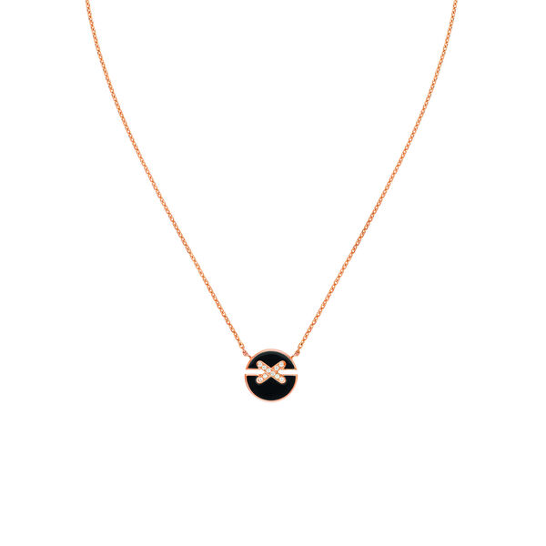 Jeux de Liens Harmony Small Rose Gold Onyx Diamond Necklace