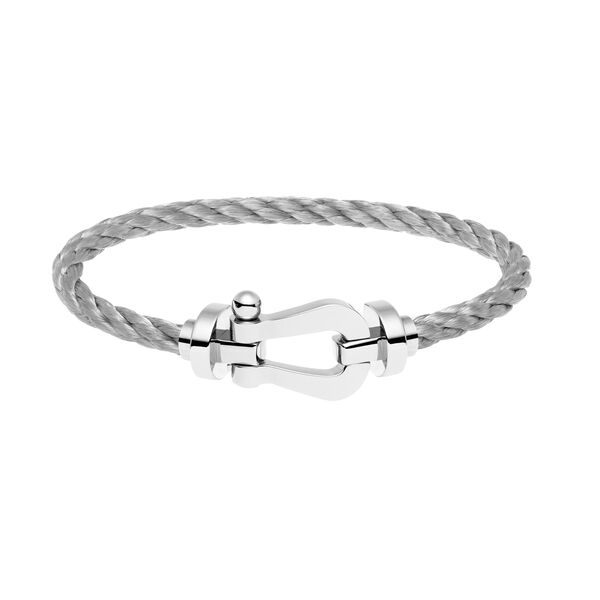 Bracelet cable Force 10 en or blanc, grand modèle