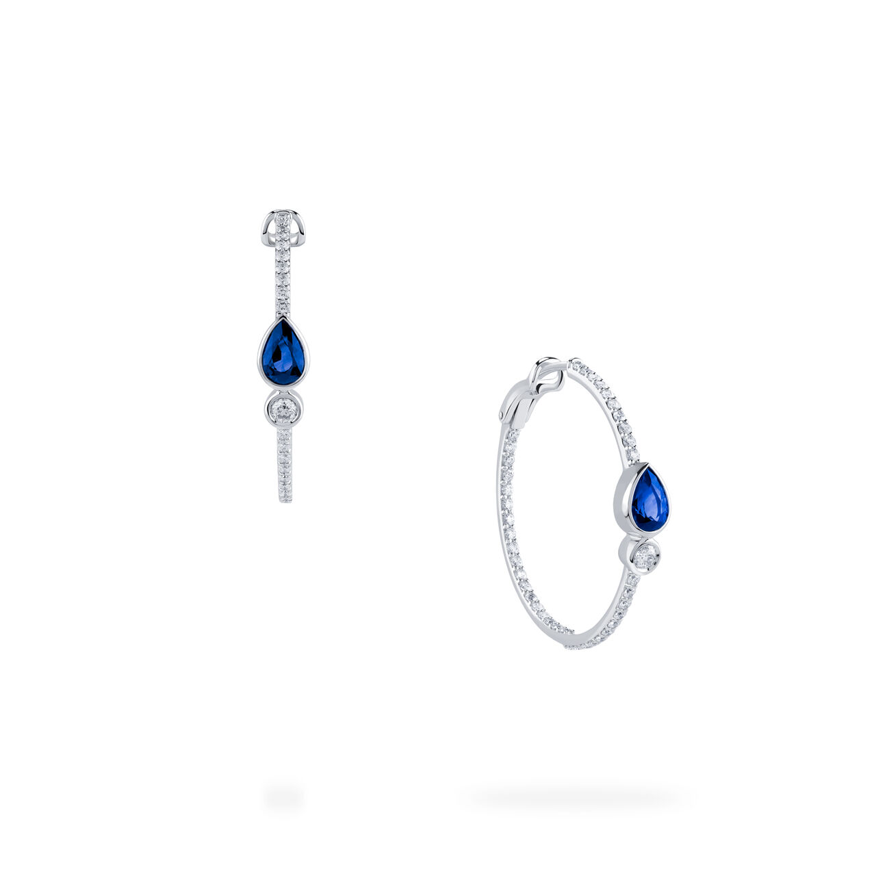 Boucles d'oreilles Créoles Splash en Diamant et Saphir image number 0