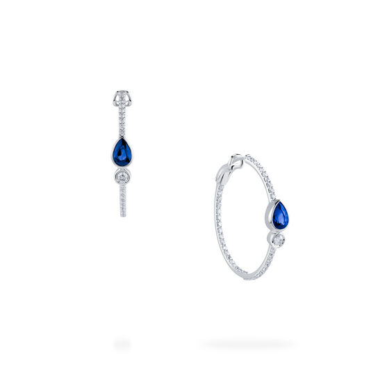 Boucles d'oreilles Créoles Splash en Diamant et Saphir image number 0