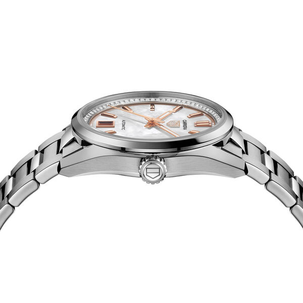 Carrera 36mm automatique en acier inoxydable et diamants