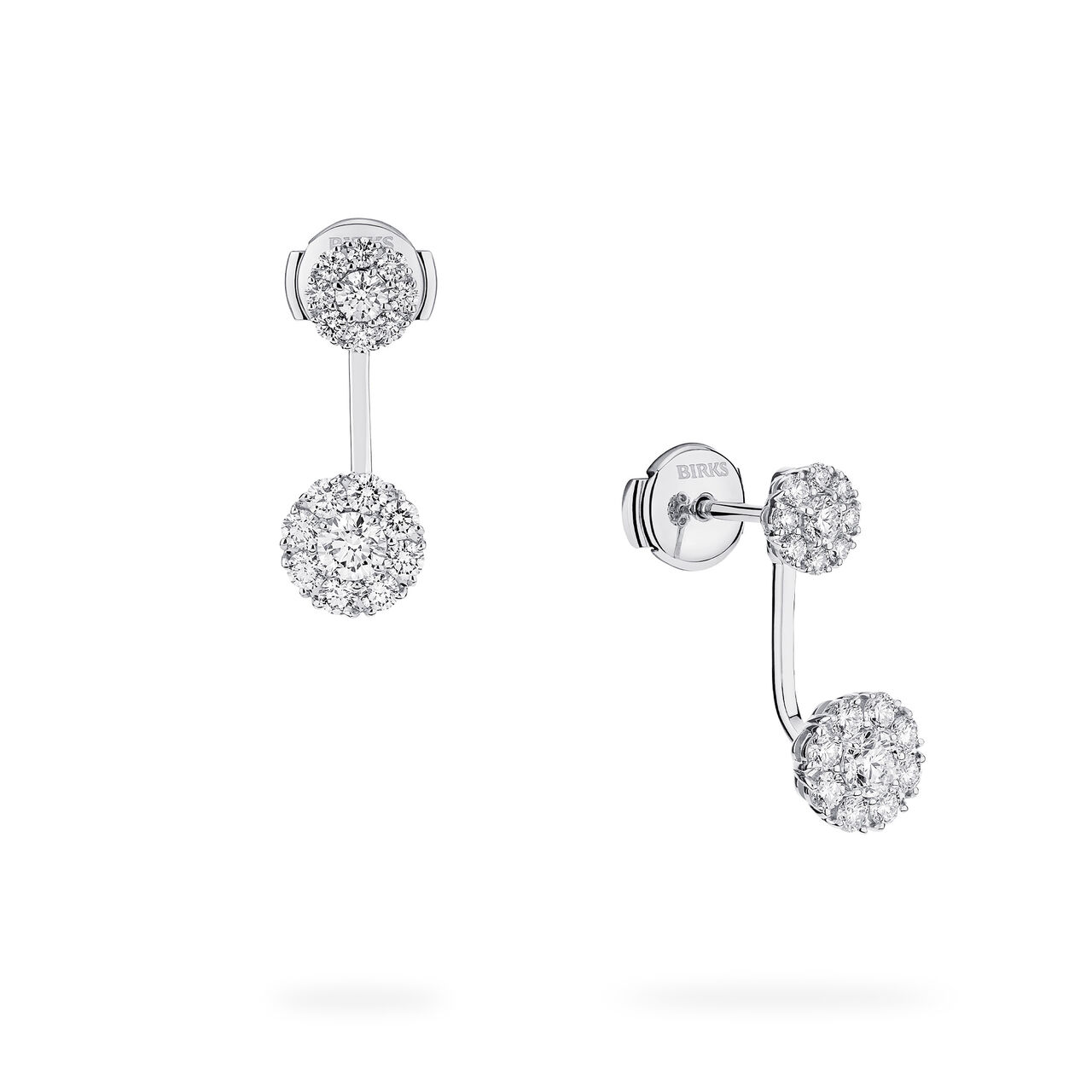 Birks Snowflake Boucles d'oreilles balanciers rondes avec diamants, grande image number 0