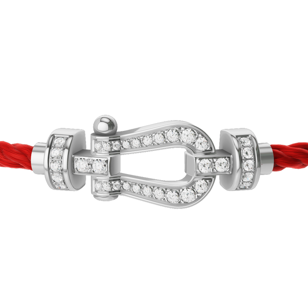 Force 10 Medium White Gold and Diamond Pavé Cable Bracelet