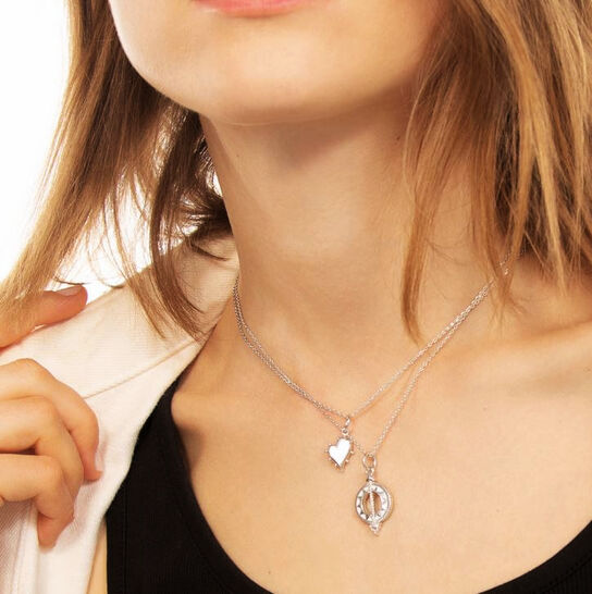 Monica Rich Kosann Gemstone Heart Small Silver and Mother-of-Pearl Charm Necklace 41615 Model image number 1