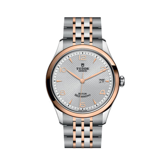 tudor 1926 39 mm steel case pink gold bezel silver dial steel and rose gold bracelet m91551 0001 image number 0