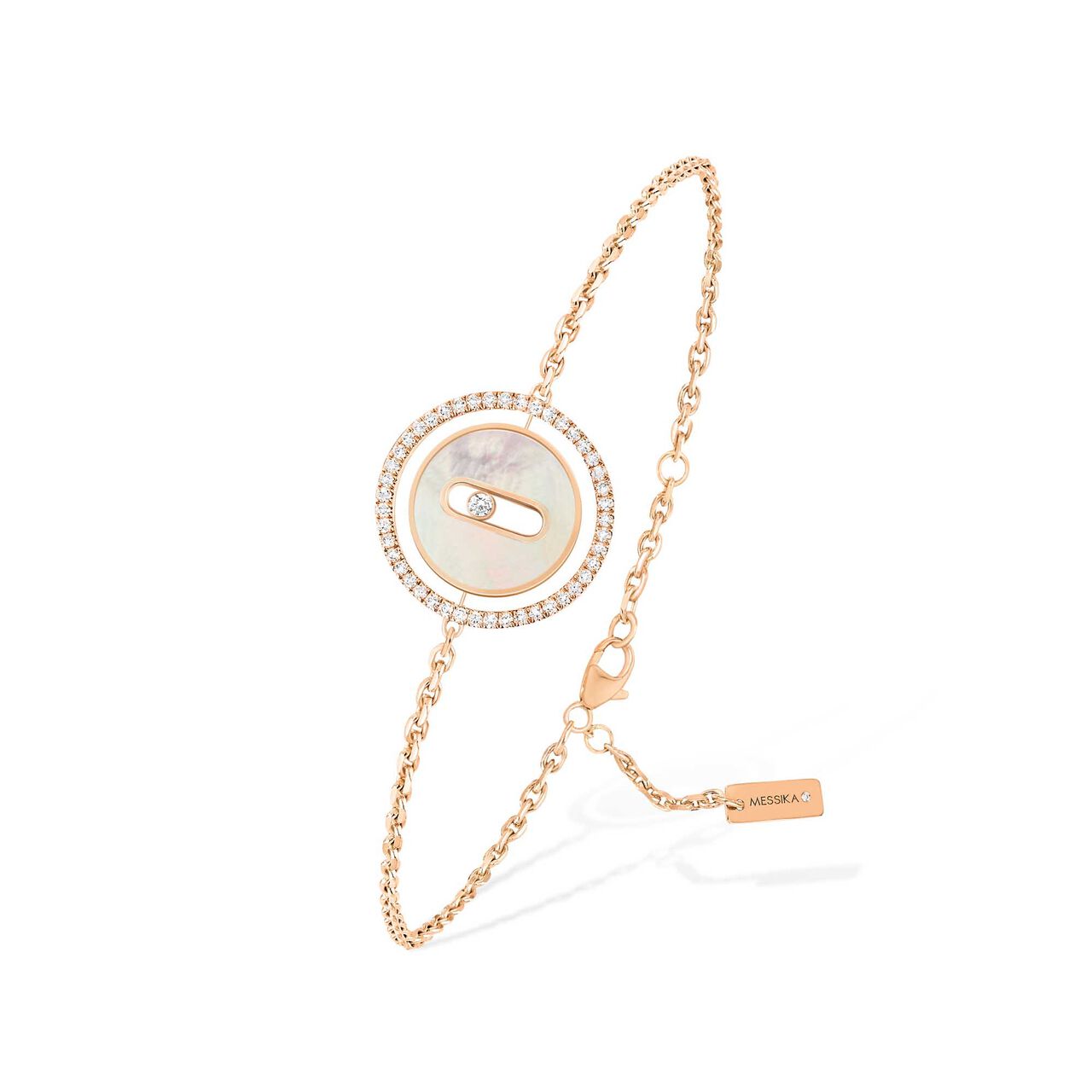 Messika Lucky Move Small Rose Gold White Mother-of-Pearl and Diamond PavÃ© Bracelet 11653 RG Front image number 0