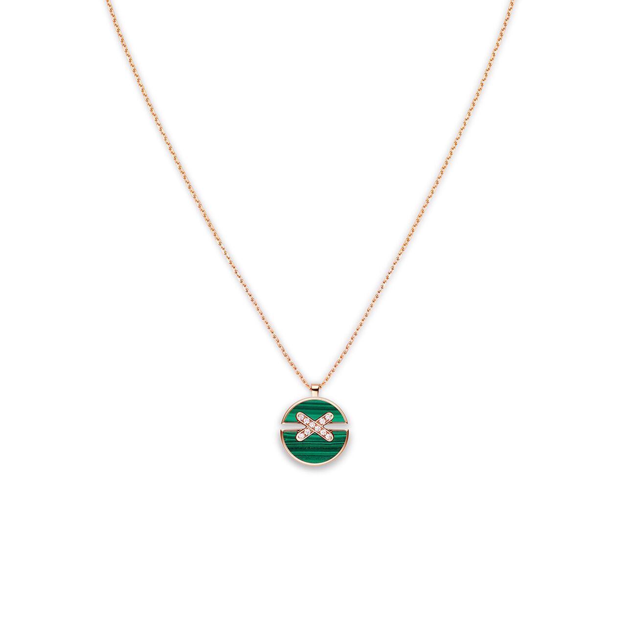 chaumet jeux de liens harmony medium rose gold malachite diamond necklace 084682 front image number 0