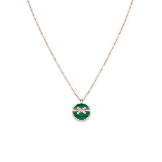 chaumet jeux de liens harmony medium rose gold malachite diamond necklace 084682 front image number 0